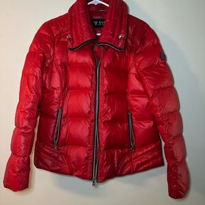 Guess Women's Vibrant Red Puffer Coat